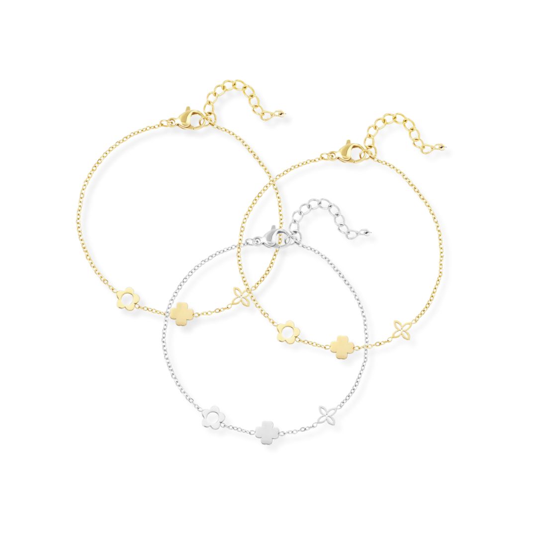 Armbanden set met bloemen | armbanden set voor 3 | Sieraden By Frances Falicia