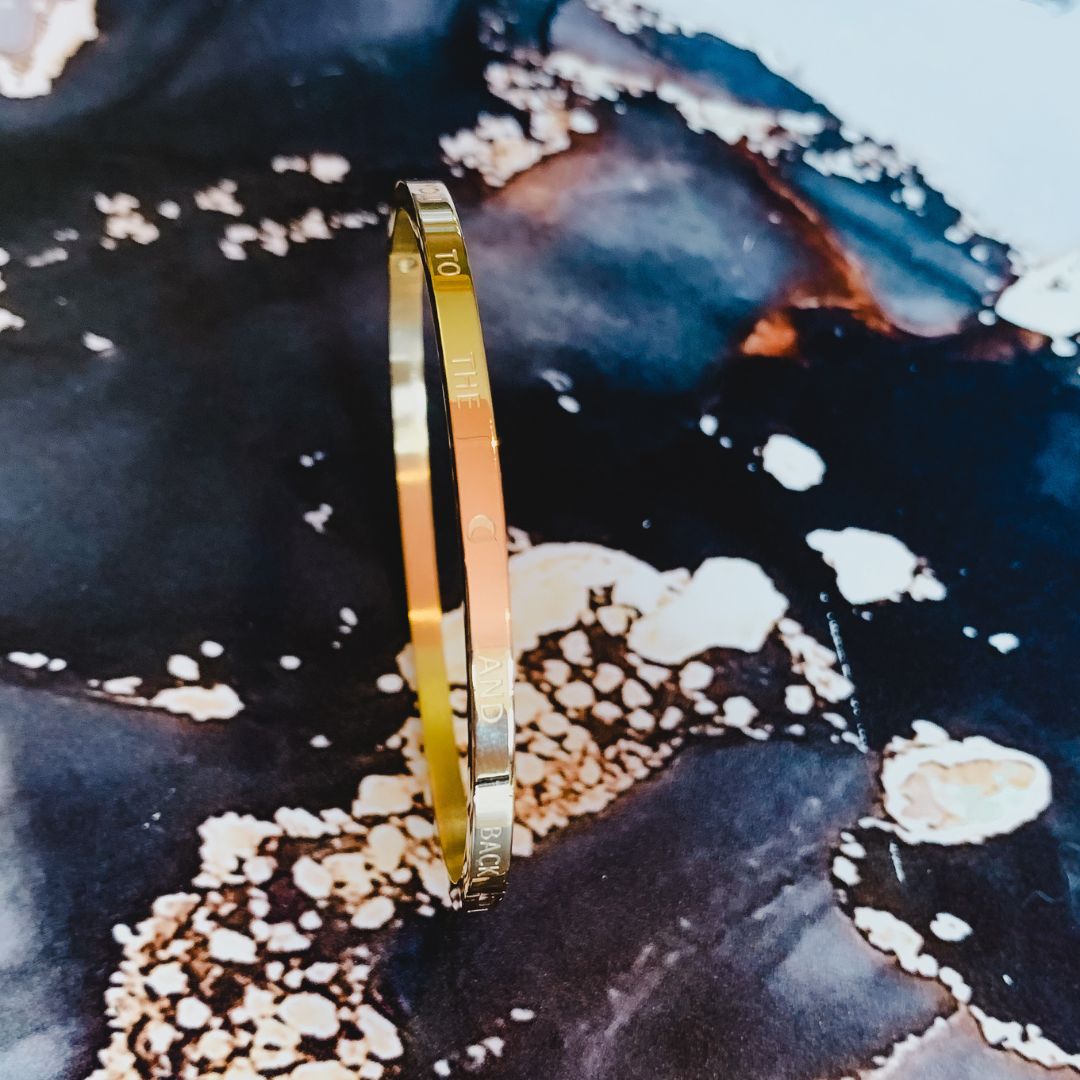 Bangle | Love you to the moon and back | Slavenarmband | Stainless steel armbanden | By Frances Falicia