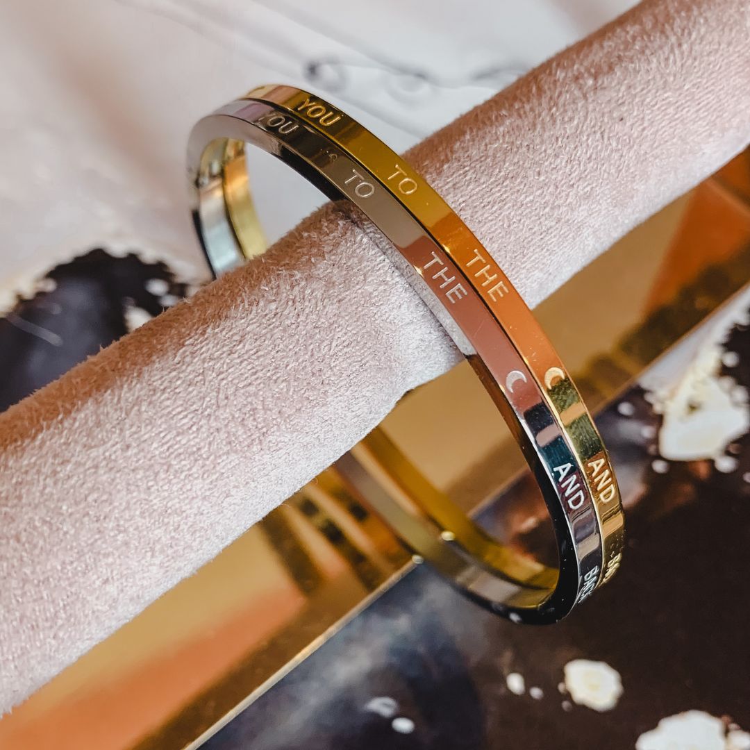 Bangle | Love you to the moon and back | Slavenarmband | Stainless steel armbanden | By Frances Falicia
