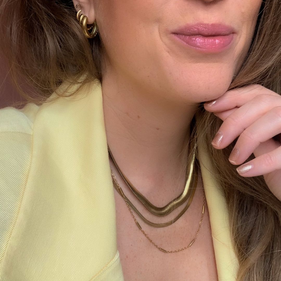 dubbele ketting | snake ketting | platte ketting | Frances Falicia | Stainless steel sieraden