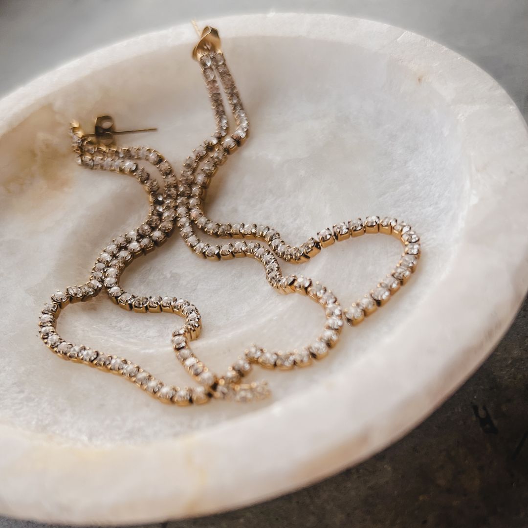 Frenzy | Lange oorbellen met zirkonia | Feestelijke oorbellen | Stainless steel oorbellen | By Frances Falicia