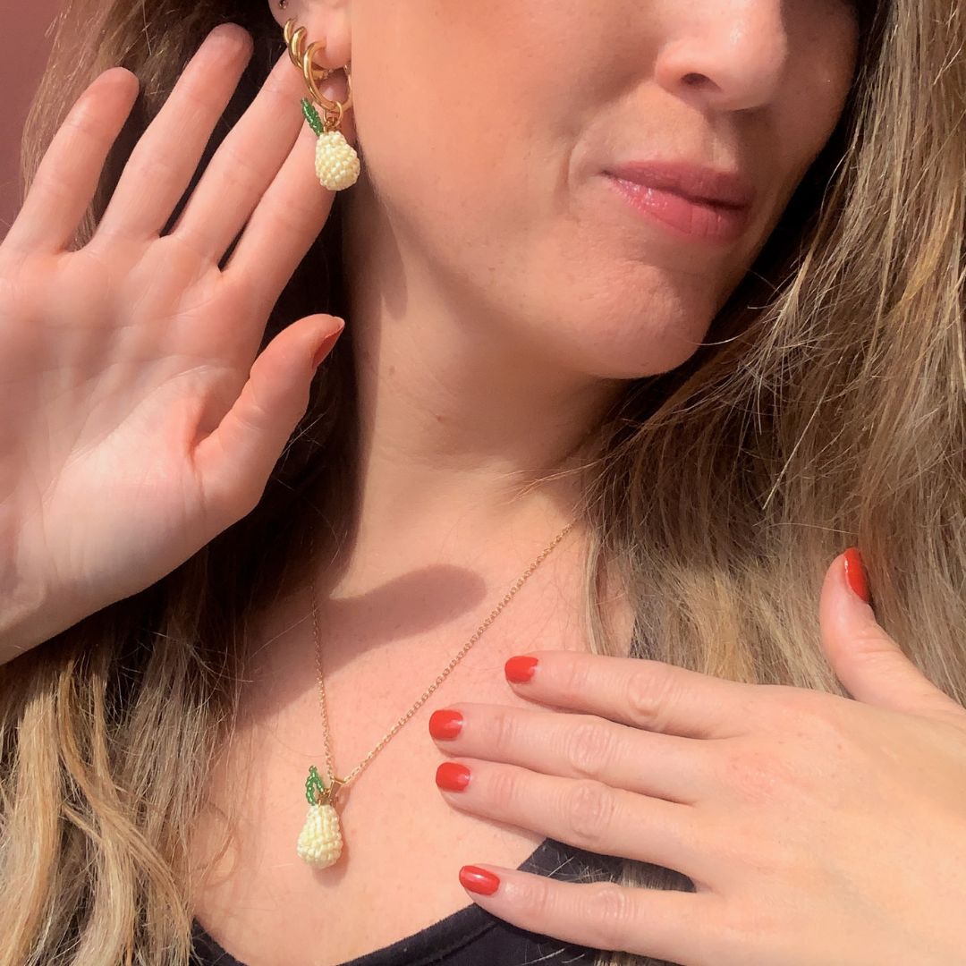 Fruit oorbellen | Miyuki oorbellen | Peer | Stainless steel oorbellen | By Frances Falicia