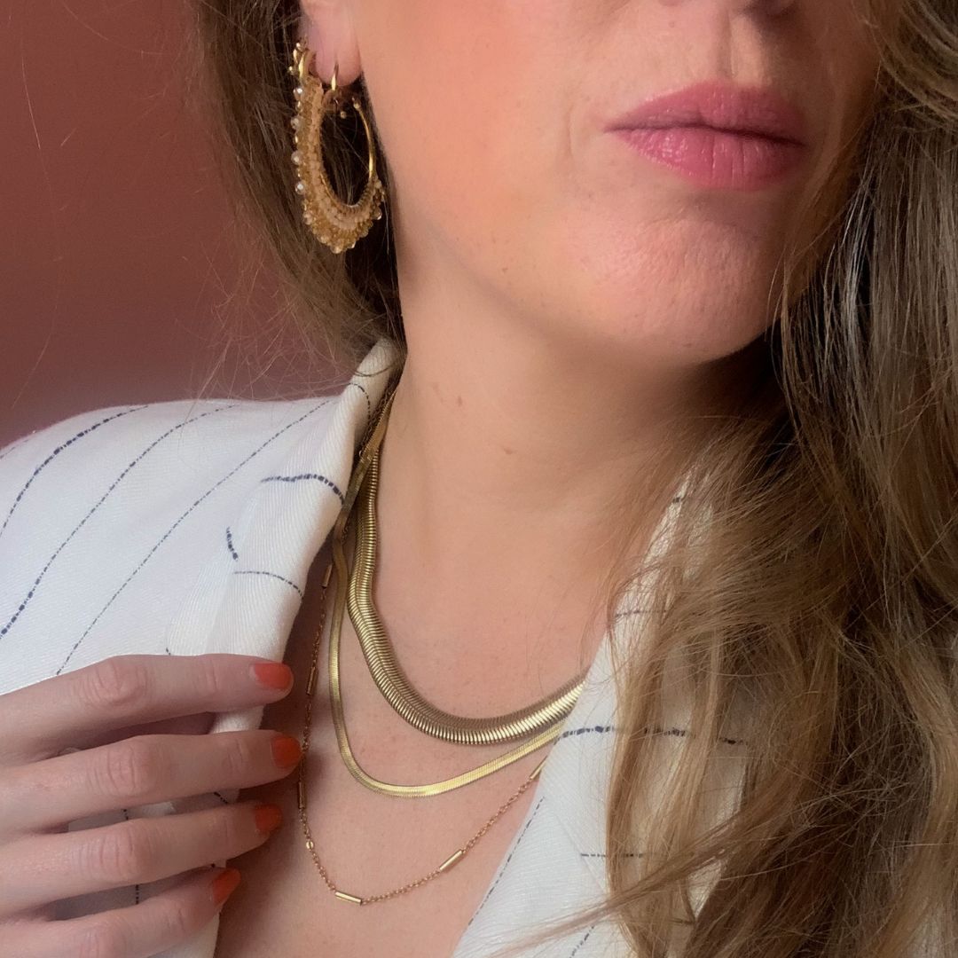 dubbele ketting | snake ketting | platte ketting | Frances Falicia | Stainless steel sieraden