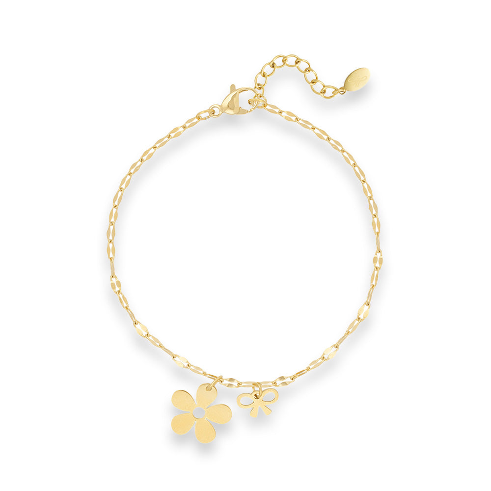 Armbanden set voor 2 | Armband met bloem en strikje | Sieraden By Frances Falicia
