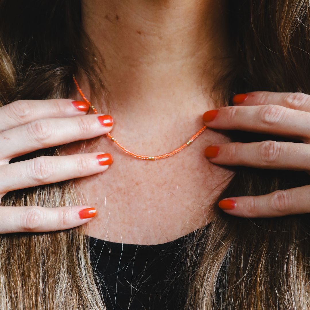 Miyuki kralen ketting | Oranje | Sieraden By Frances Falicia