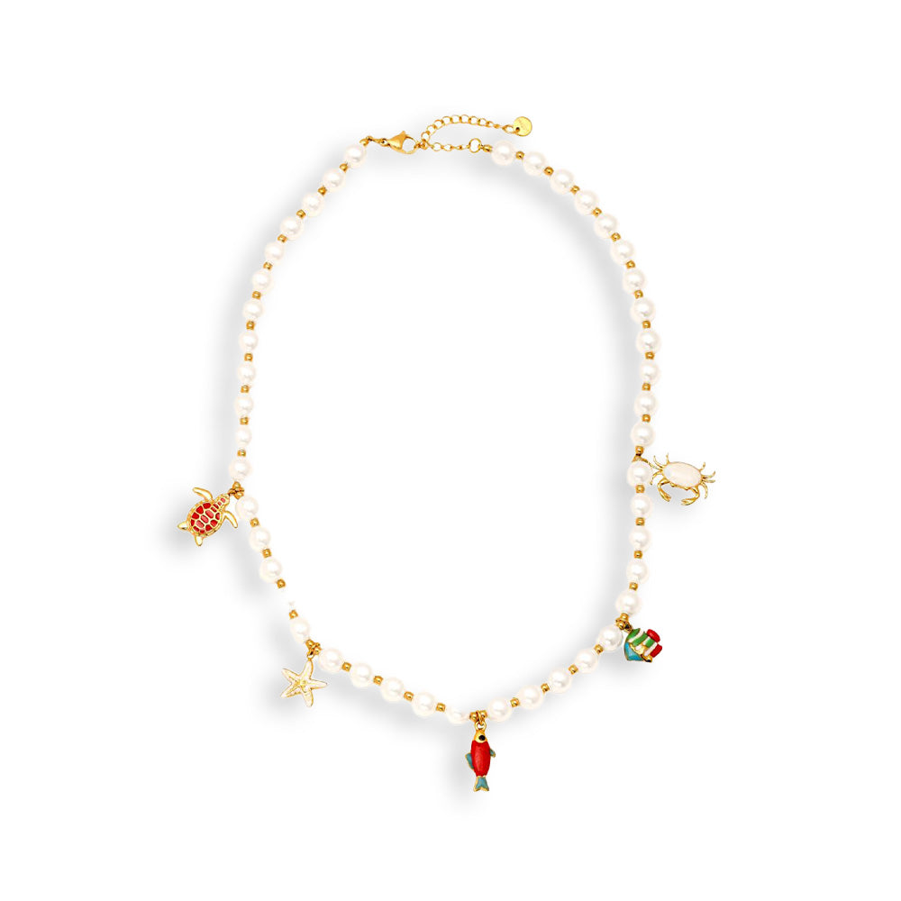 Salty Sparkle | Ketting met zeefiguren | Parelketting | Sealife charms | Sieraden By Frances Falicia