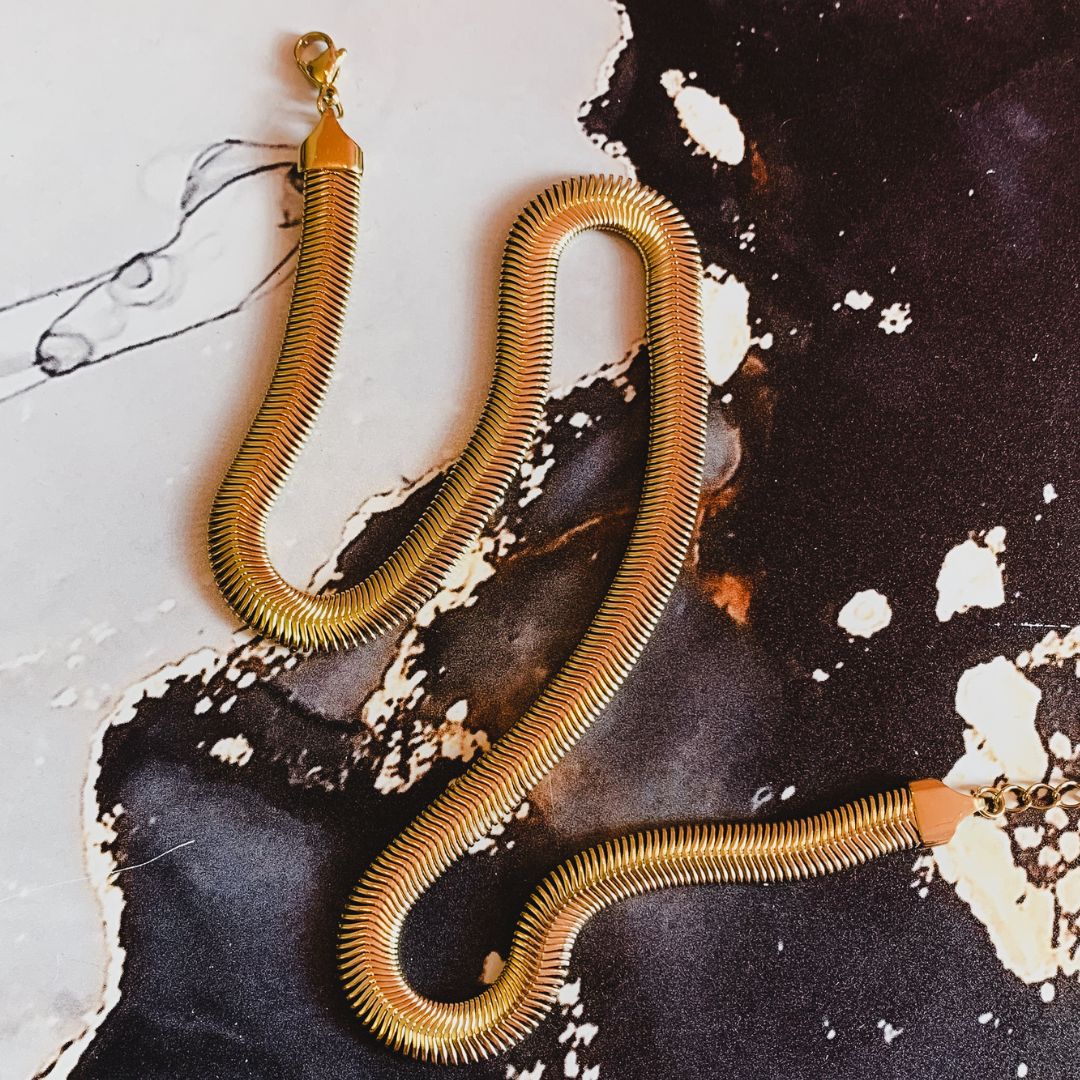 Snake ketting | Herringbone ketting | Stainless steel ketting | By Frances Falicia