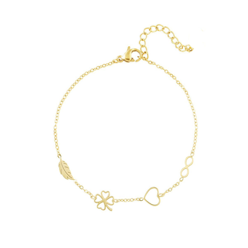 Armbanden set met klavertje, hartje en veertje | Armbanden By Frances Falicia