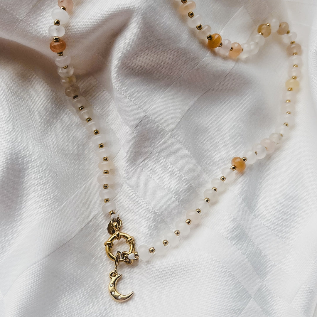 Vanilla Cream Necklace | Natuursteen ketting | Kettingen | Sieraden By Frances Falicia