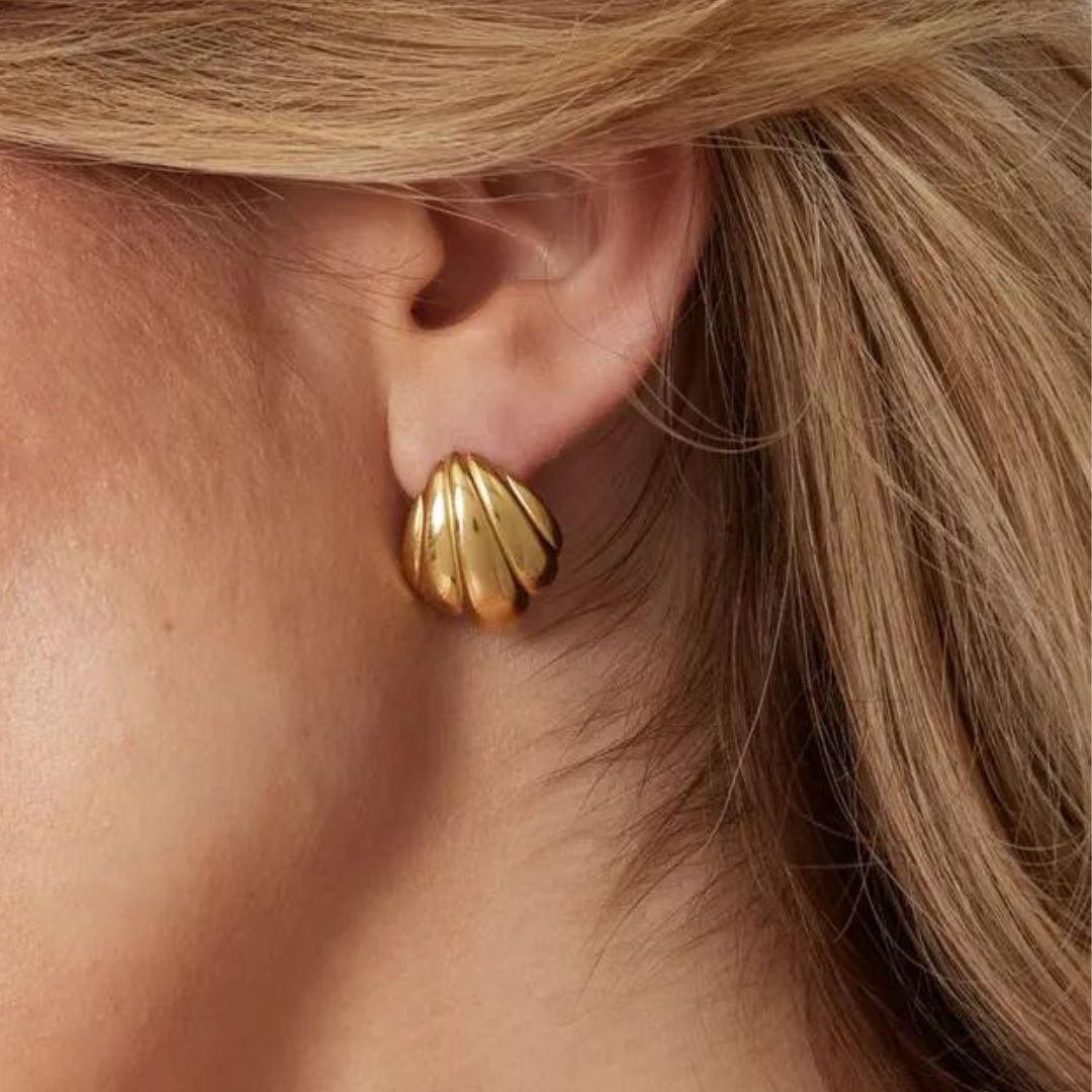 Schelp oorbellen | Seashell studs | Stainless steel sieraden By Frances Falicia