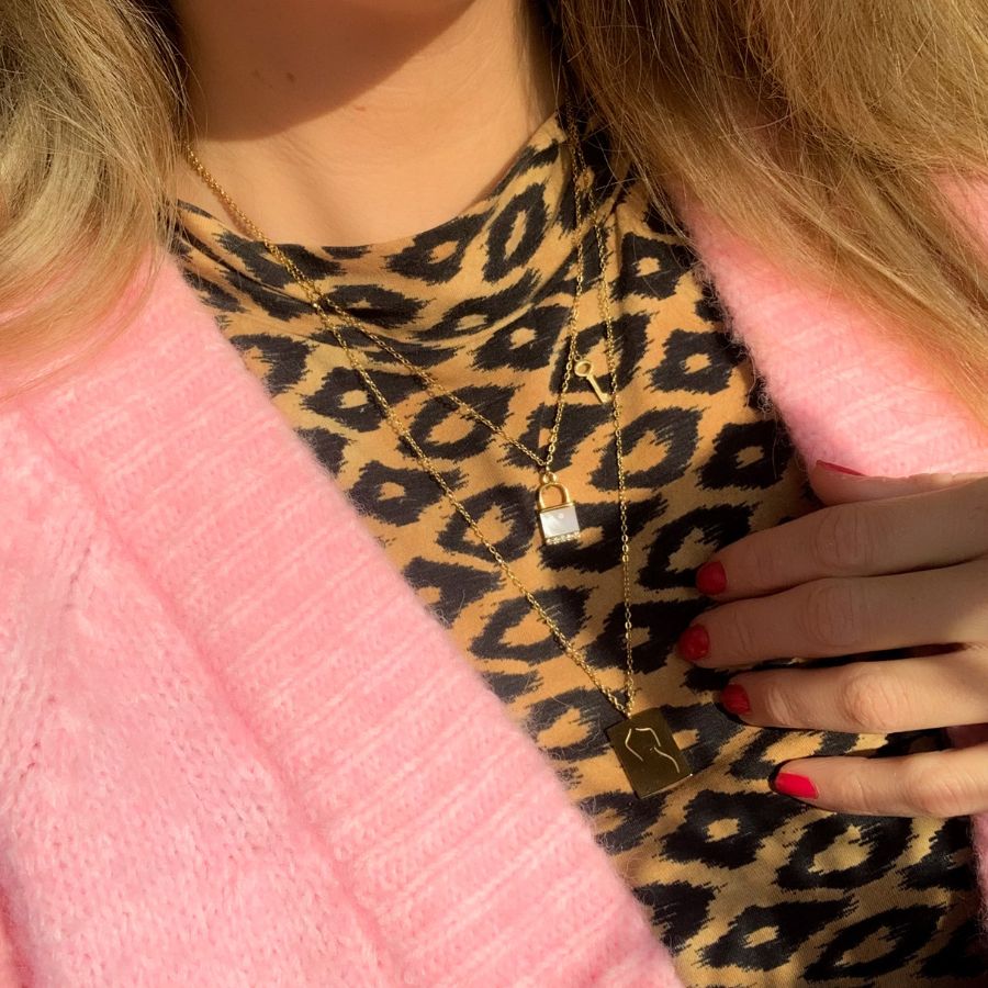 Female Body Necklace | Ketting met slotje en sleutel | Goldplated kettingen | Stainless steel | Frances Falicia