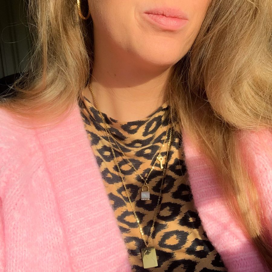 Female Body Necklace | Ketting met slotje en sleutel | Goldplated kettingen | Stainless steel | Frances Falicia