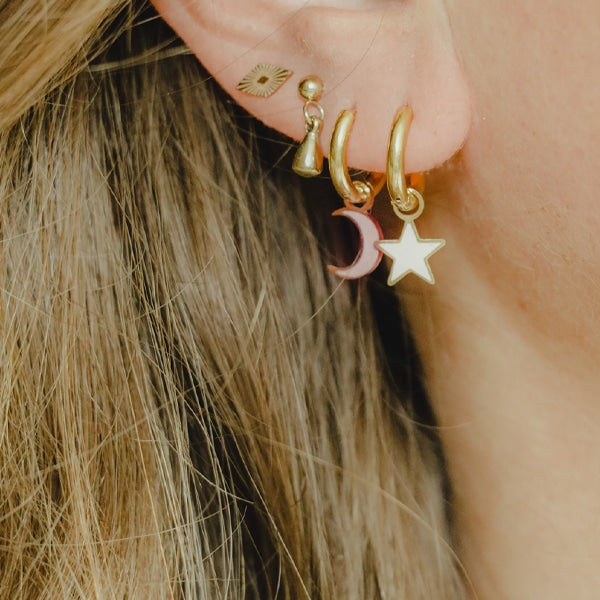 oorbellen met pastel witte ster