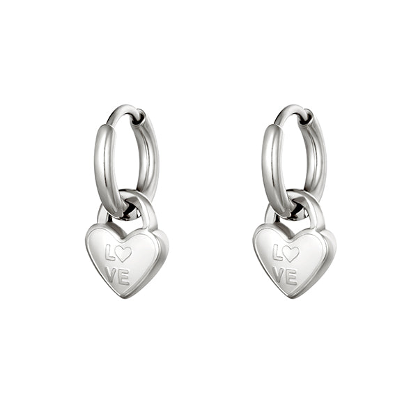 Hartje oorbellen | Love oorbellen zilver