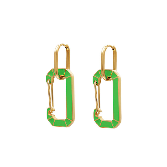 Oval hoops met grote schakel | Groen | Frances Falicia