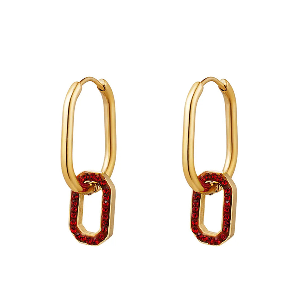 ovalen hoops | oval hoops | ruby | Frances Falicia | Stainless steel sieraden