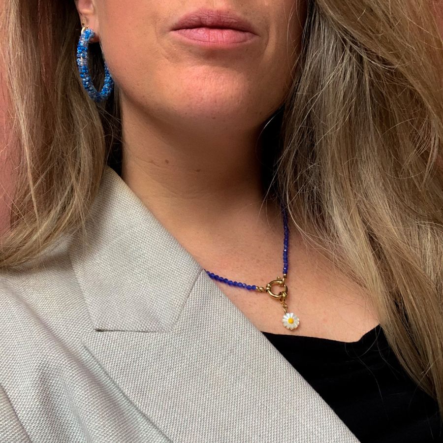 Selene choker ketting | halsketting | ketting met blauwe kralen | Goldplated | Stainless steel halskettingen | By Frances Falicia
