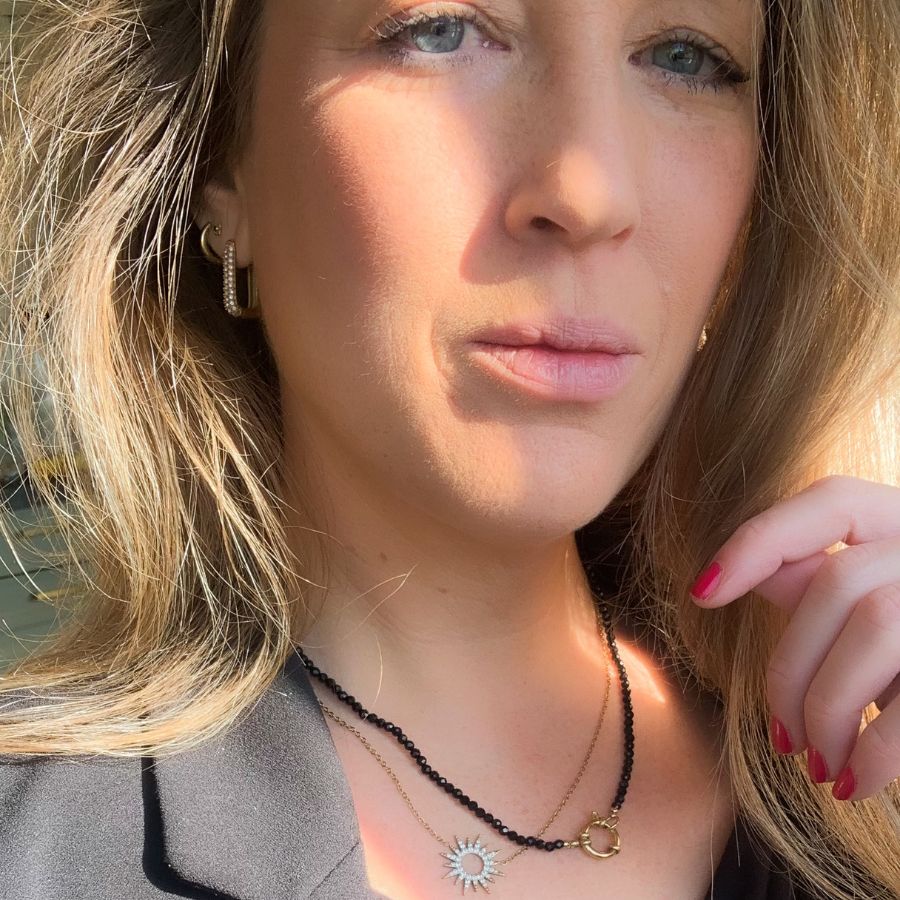 Selene choker ketting | halsketting | ketting met zwarte kralen | Goldplated | Stainless steel halskettingen | By Frances Falicia