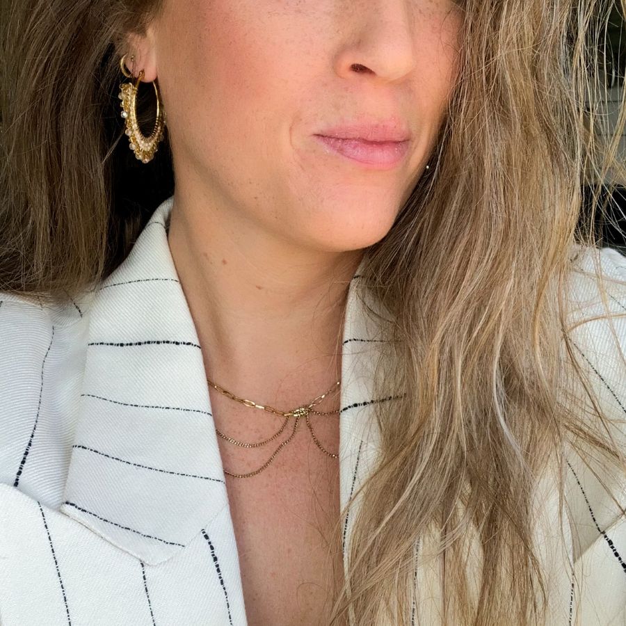Bali Hoops met kralen | laagjes ketting | Sieradenset | dubbele ketting | Stainless steel sieraden | By Frances Falicia