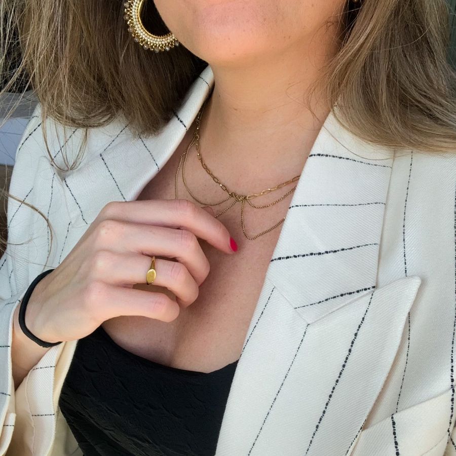 Bali Hoops met kralen | laagjes ketting | Sieradenset | dubbele ketting | Stainless steel sieraden | By Frances Falicia