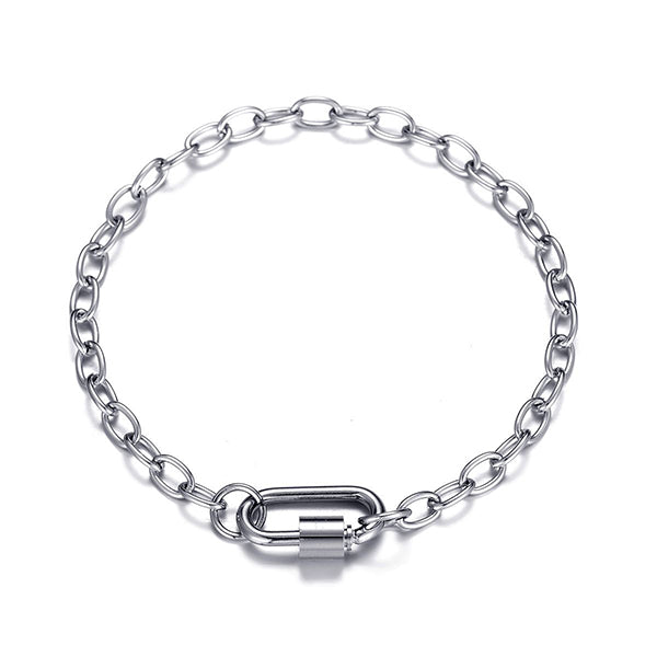 Zilveren schakelarmband met 80's look sluiting