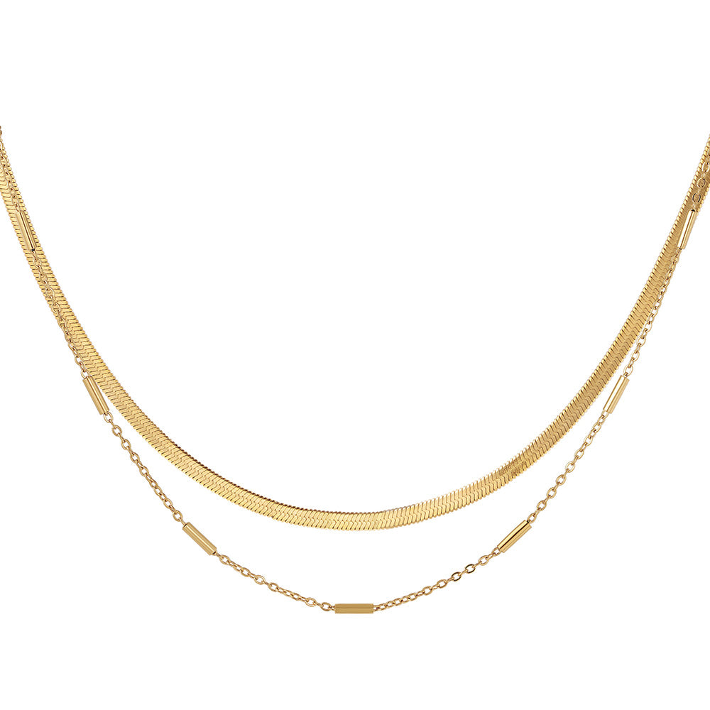 dubbele ketting | snake ketting | platte ketting | Frances Falicia | Stainless steel sieraden