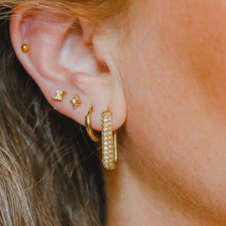 Rectangle hoops | Pavé hoops | Stainless steel oorbellen | By Frances Falicia