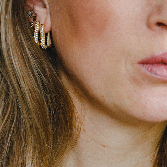 Rectangle hoops | Pavé hoops | Stainless steel oorbellen | By Frances Falicia