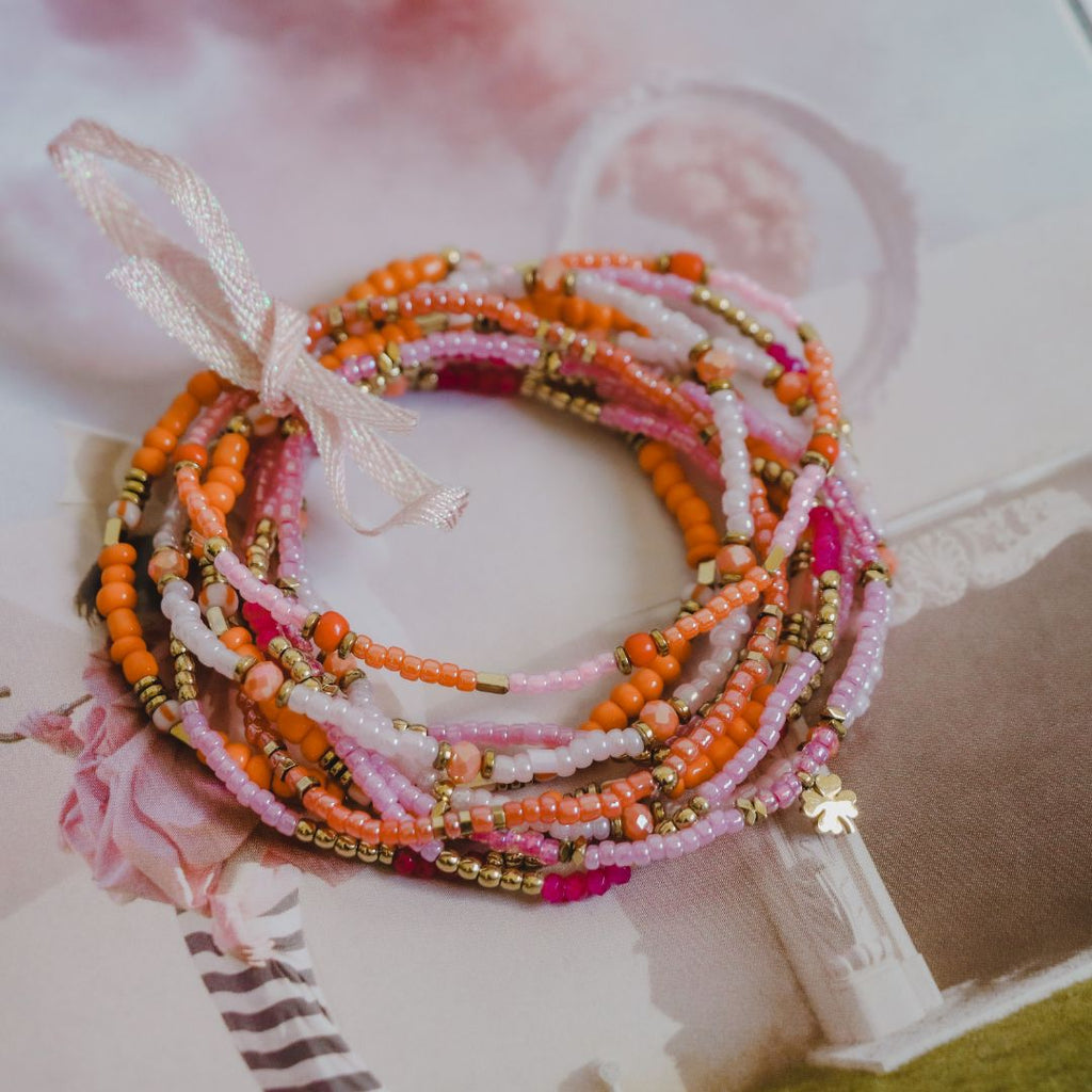 Armbandenset roze | Kralen armbanden | By Frances Falicia