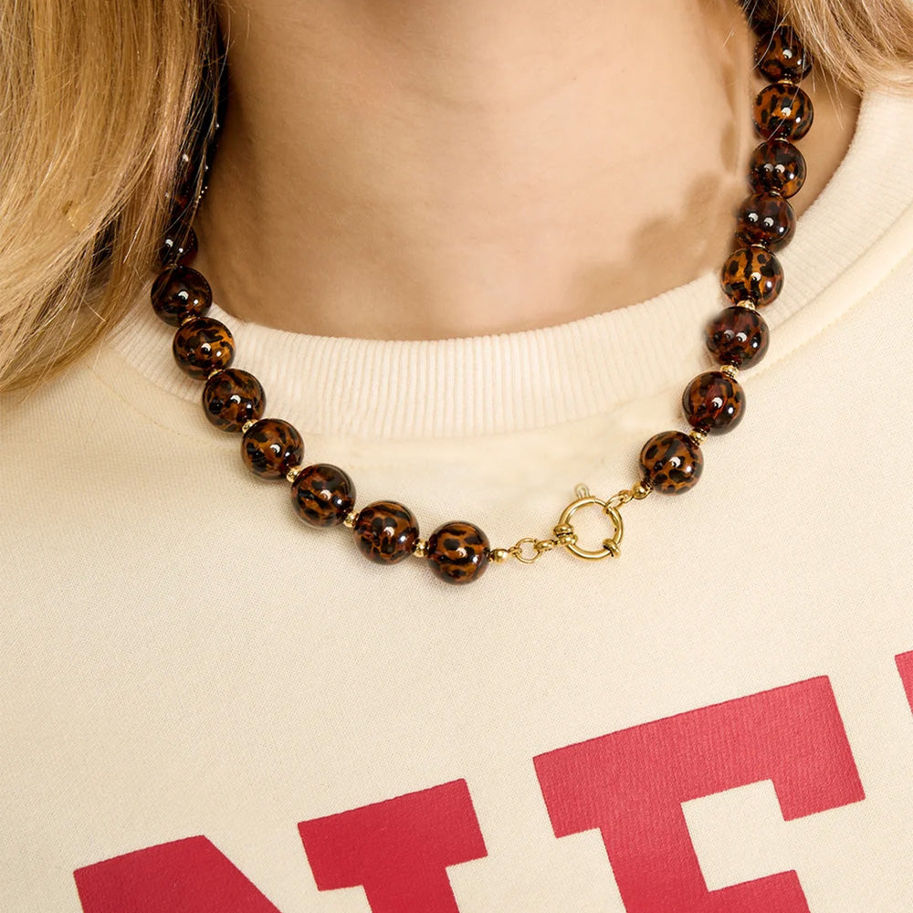 Leopard Glow Necklace | Kralenketting | Panterprint ketting | Sieraden By Frances Falicia