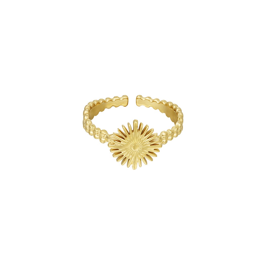 Ring met zon | Stainless steel ring | gouden ring | verstelbaren ring | By Frances Falicia