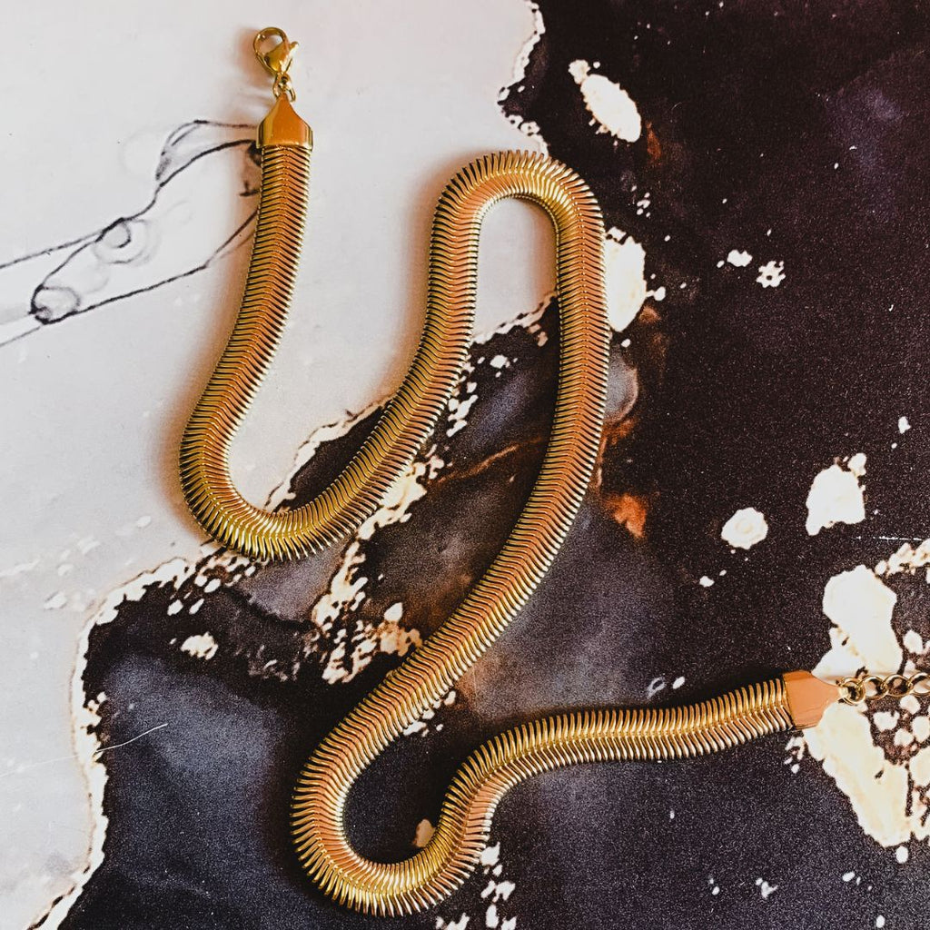 Snake ketting | Herringbone ketting | Stainless steel ketting | By Frances Falicia