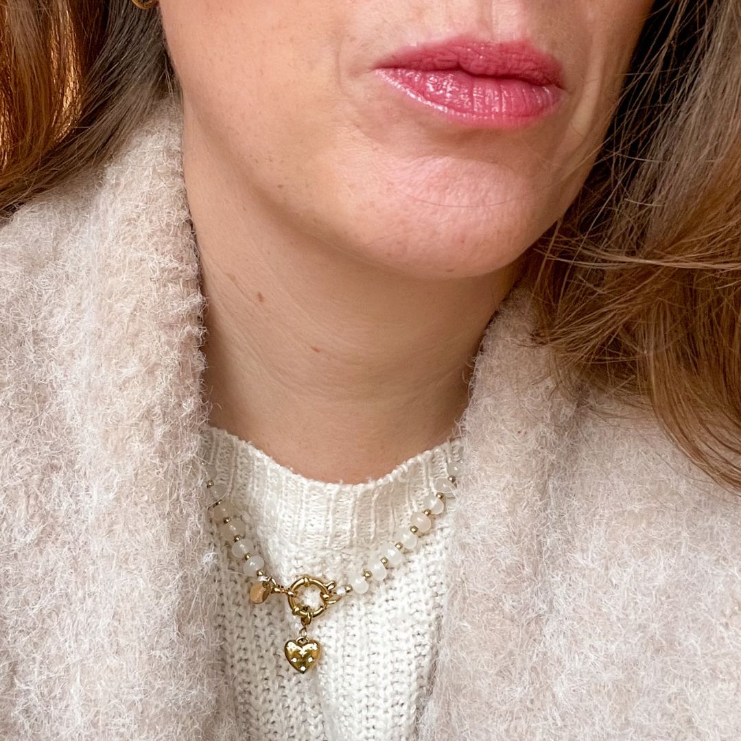 Vanilla Cream Necklace | Natuursteen ketting | Kettingen | Sieraden By Frances Falicia