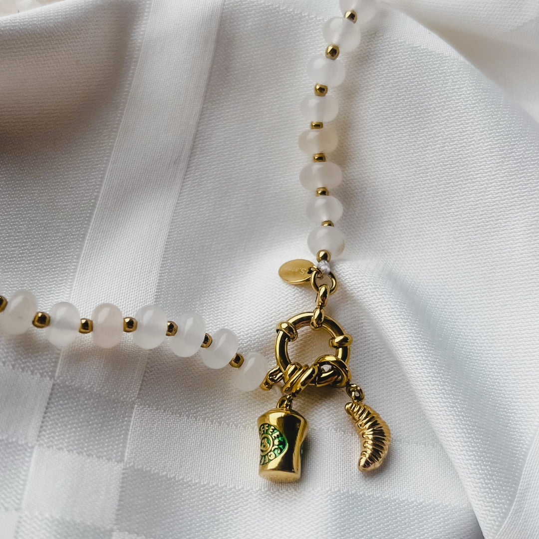 Vanilla Cream Necklace | Natuursteen ketting | Kettingen | Sieraden By Frances Falicia