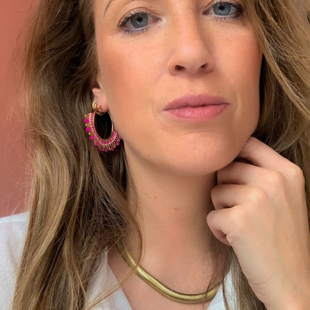 Violet | Bali Hoops met kralen | Stainless steel sieraden | By Frances Falicia