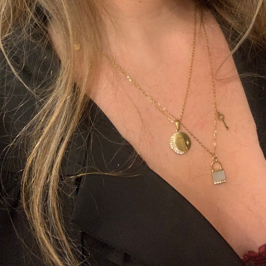 Luna Ketting | Maan en ster ketting | ketting met slotje en sleutel | Frances Falicia
