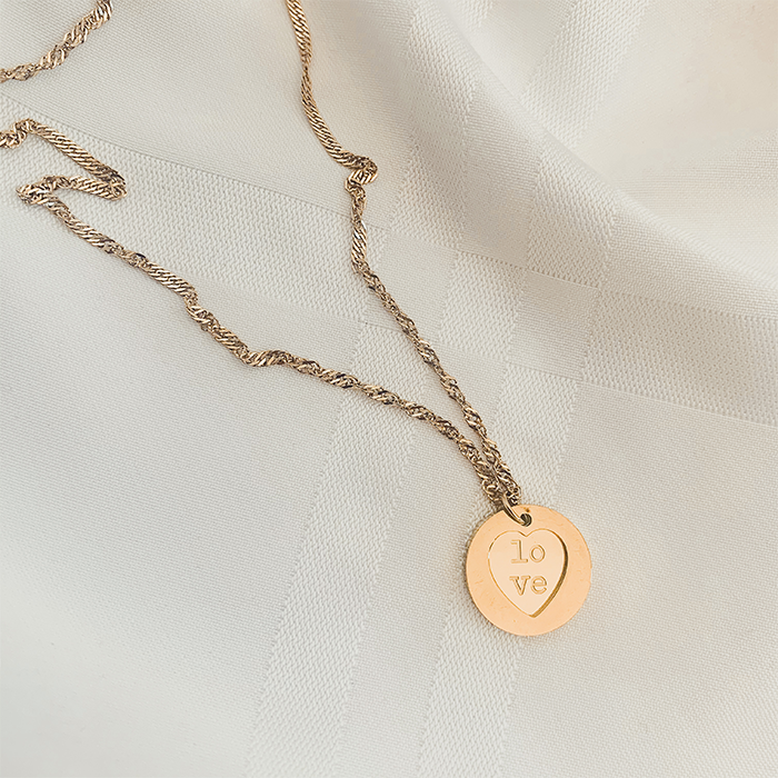 Family Love ketting met ronde bedel | Stainless steel sieraden By Frances Falicia