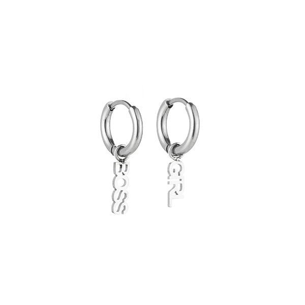 Girlboss oorbellen - zilver