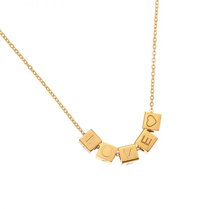 Love Letters ketting met blokjes 2 - goud