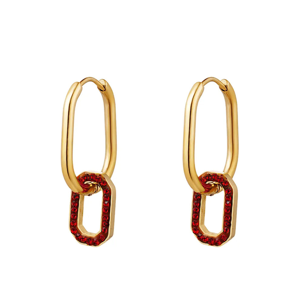 ovalen hoops | oval hoops | ruby | Frances Falicia | Stainless steel sieraden