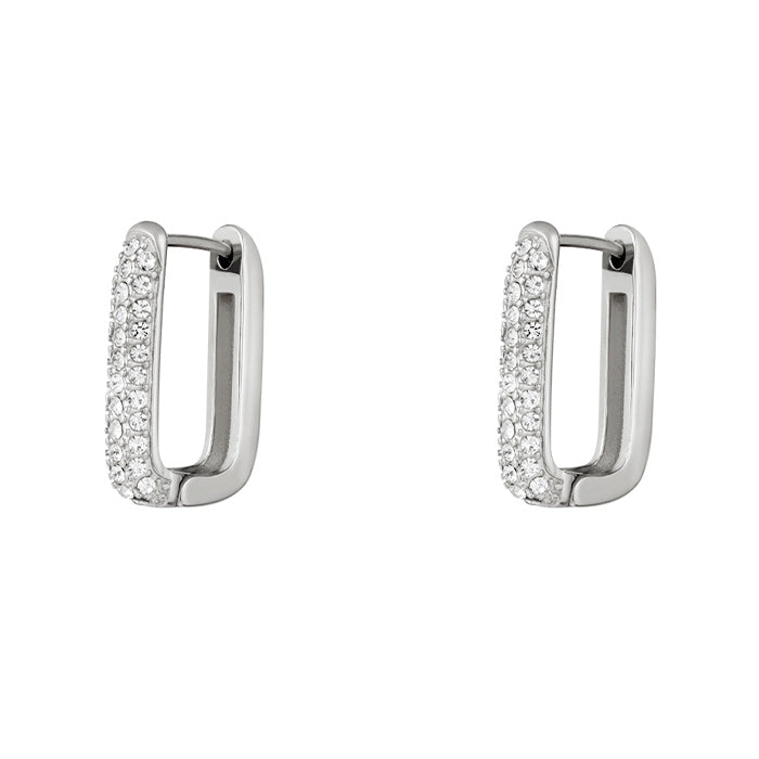 Rectangle hoops | Pavé hoops | Stainless steel oorbellen | By Frances Falicia