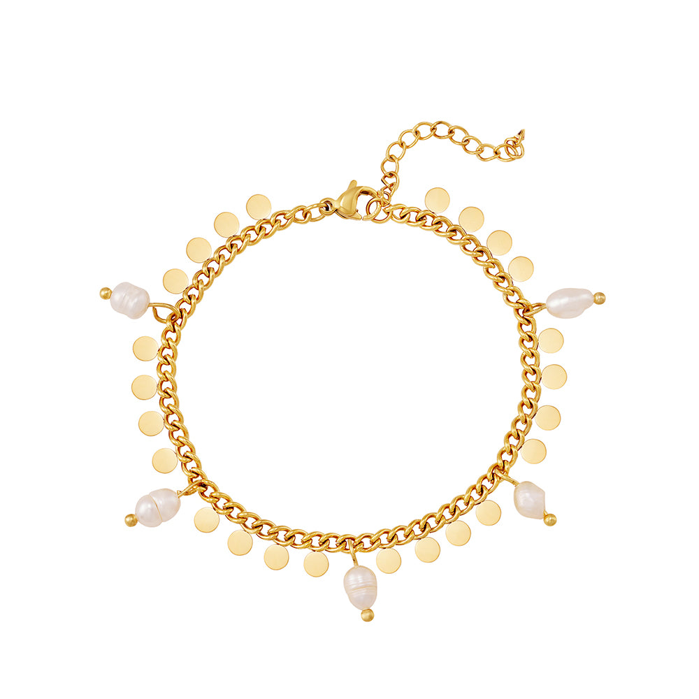 minimalistische armband met muntjes goud | Frances Falicia
